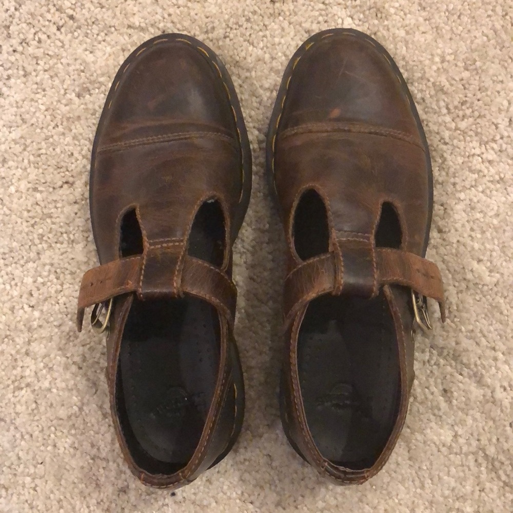 Brown distressed leather Dr. Martens Mary …